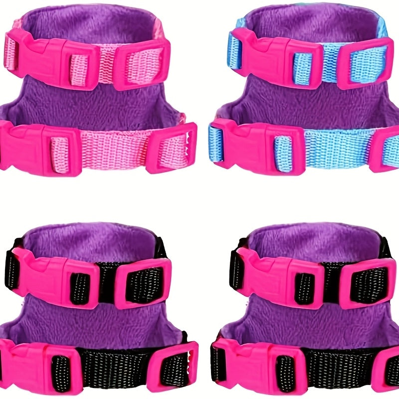 4pcs Small Pet Harness Vest and Leash Set with Cute Bowknot and Safe Bell for Outdoor Walking Rabbit Ferret Guinea Pig Bunny Hamster Puppy Kitten