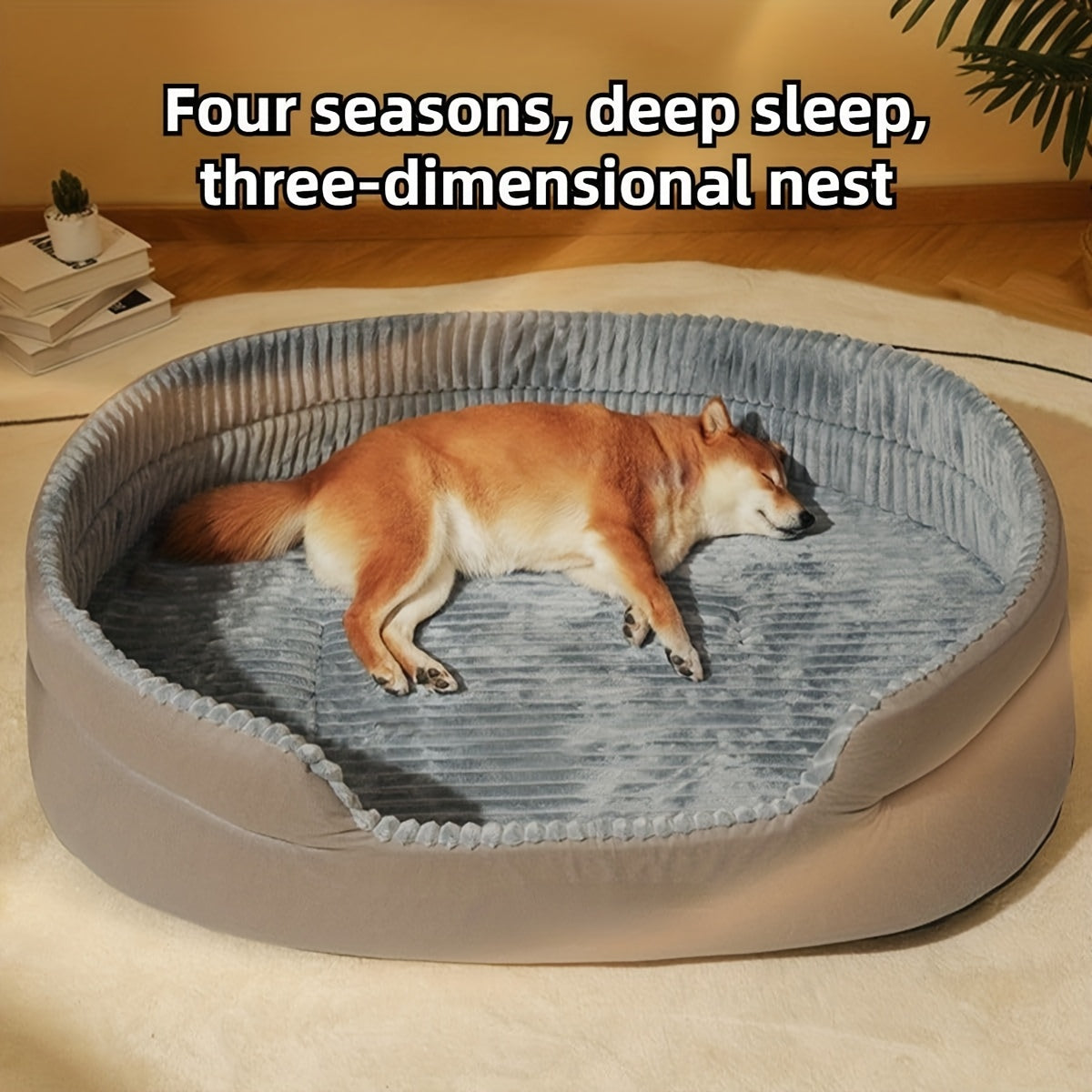 Cozy Plush Dog Bed and Cat Sofa Fluffy Washable Non Slip Round Basket for All Seasons Deep Sleep Three Dimensional Nesting Ideal for Small to Large Breeds Pet Relaxation Bed
