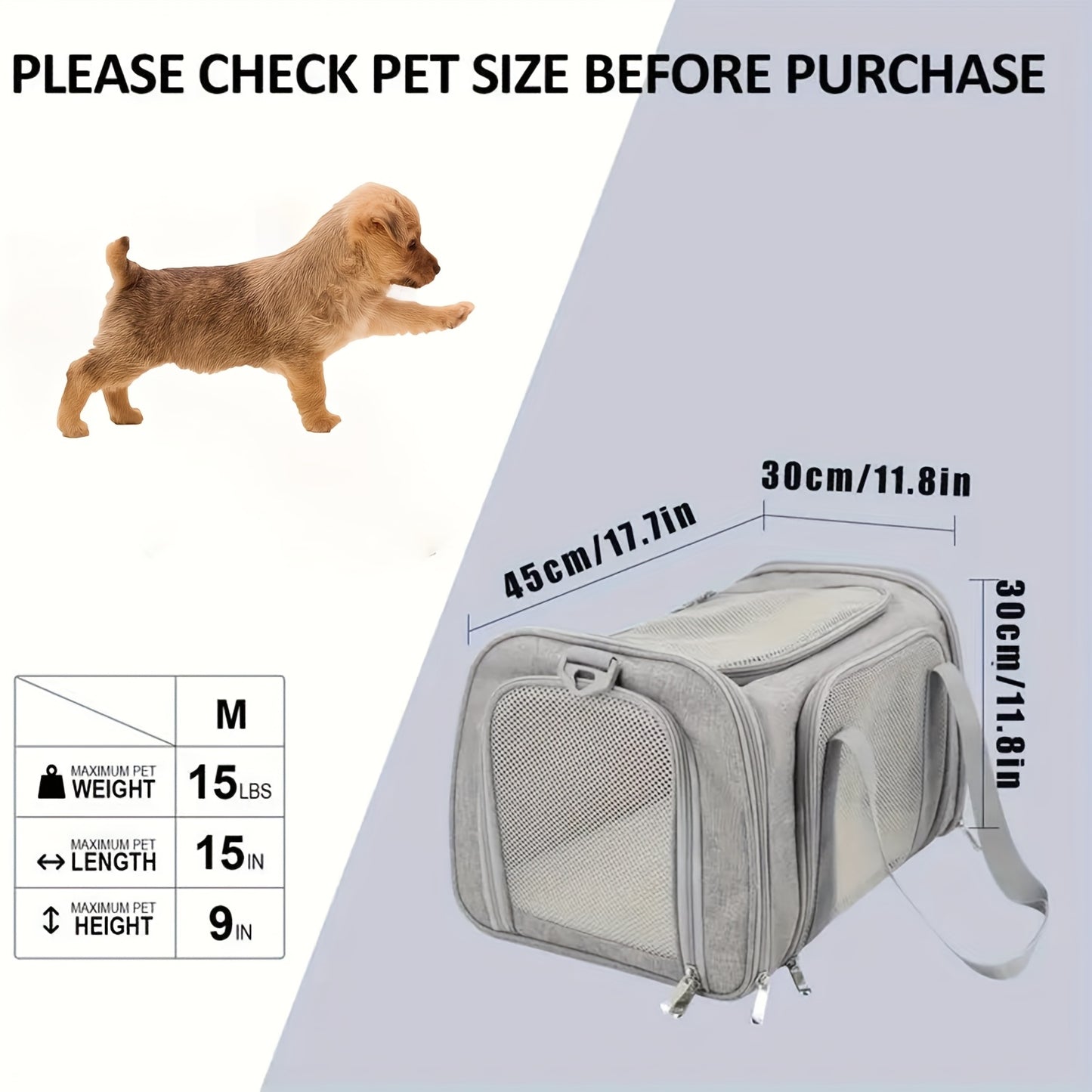 Ultra Comfy Portable Pet Carrier Bag Spacious Premium Plush Mat Safe Travel Companion for Medium Cats and Small Dogs Up to 15 Pounds