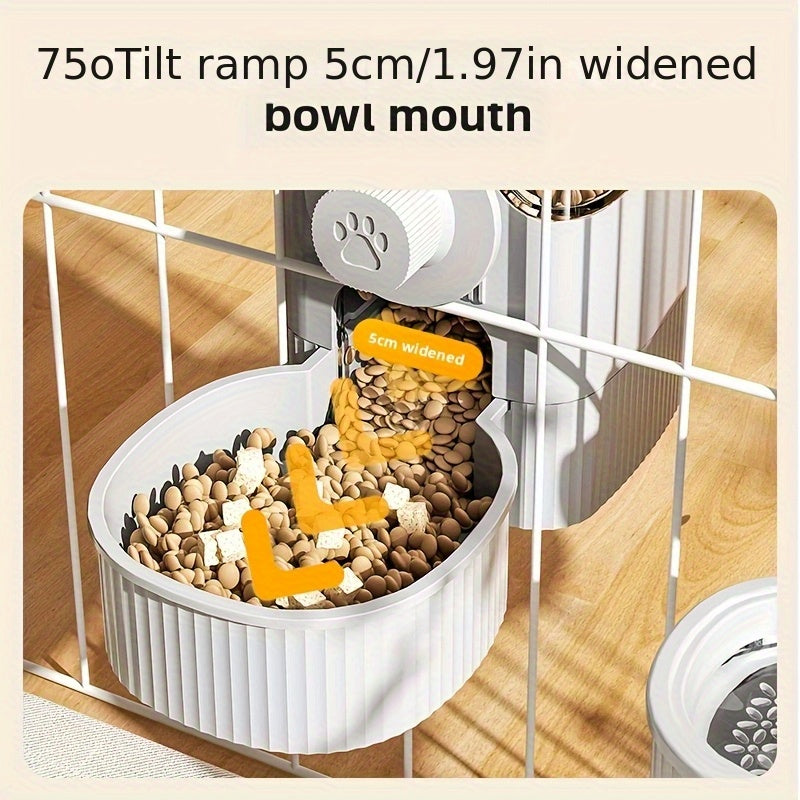 40.58 Ounce Large Capacity Cage Type Suspended Automatic Feeder and Drinking Water Set for Pets Including Rabbits Cats Dogs and Guinea Pigs Gray