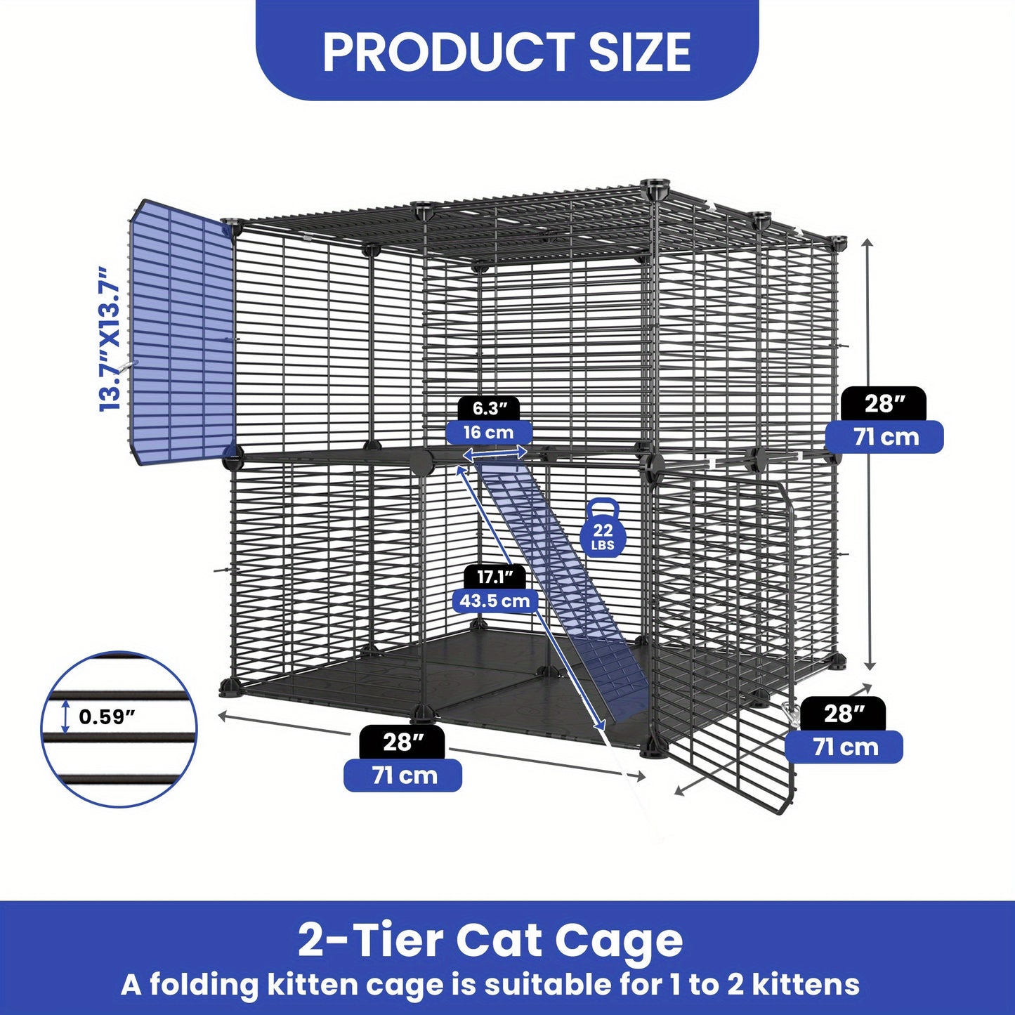 AutoWild Dual Level Indoor Pet Habitat Versatile DIY Playpen for Cats and Small Animals Ideal for Home RV Travel and Camping