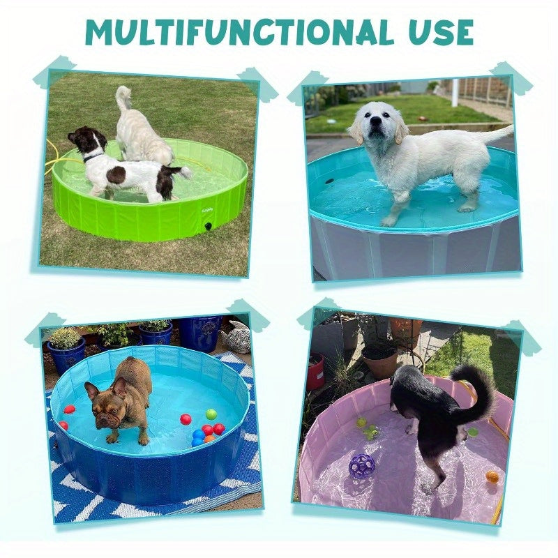 Dog Pool Kiddie Pool with Hard Plate Portable Grey 32''