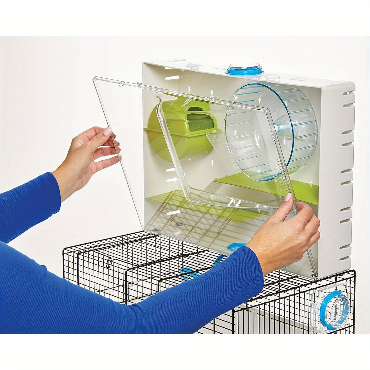 Awesome Arcade Hamster Cage White 2 Level Habitat with Exercise Wheel 3 Spacious Tunnels Removable Trays and Ventilation Mesh Small Pet Home for Hamsters Clear Viewing Enclosure