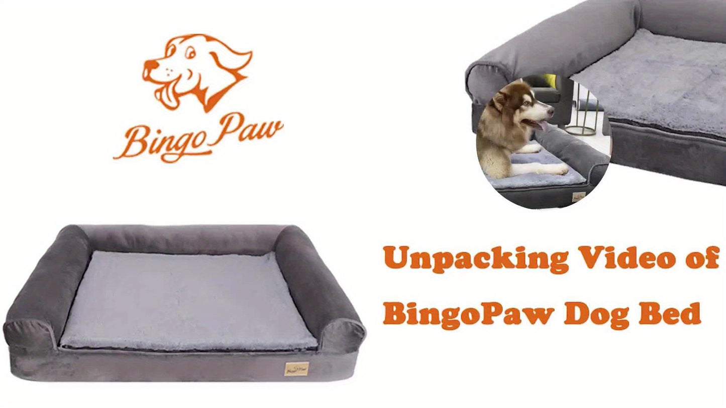 Large Sofa Dog Bed with Hidden Zipper and Waterproof Lining Ultra Plush Orthopedic Memory Foam Removable and Washable Cover Anti Slip Bottom All Season Comfort