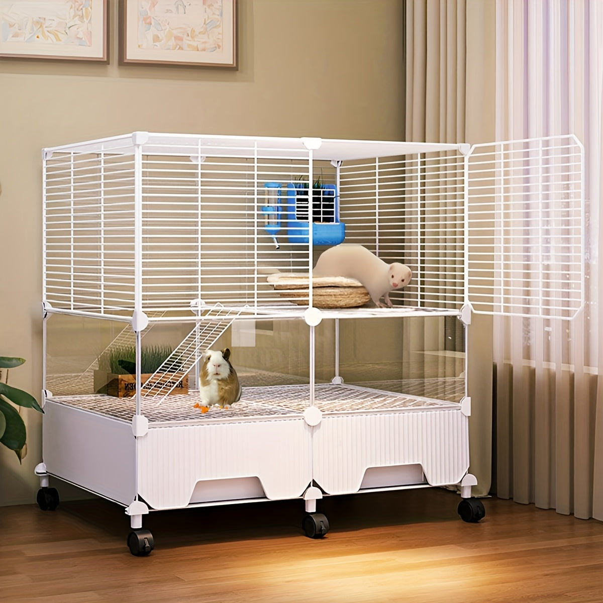 Lemoelgo Metal Ferret Chinchilla Rat Cage Small Animal Cage With Rolling Stand Indoor Outdoor For Squirrel Guinea Pig Bunny Sugar Glider