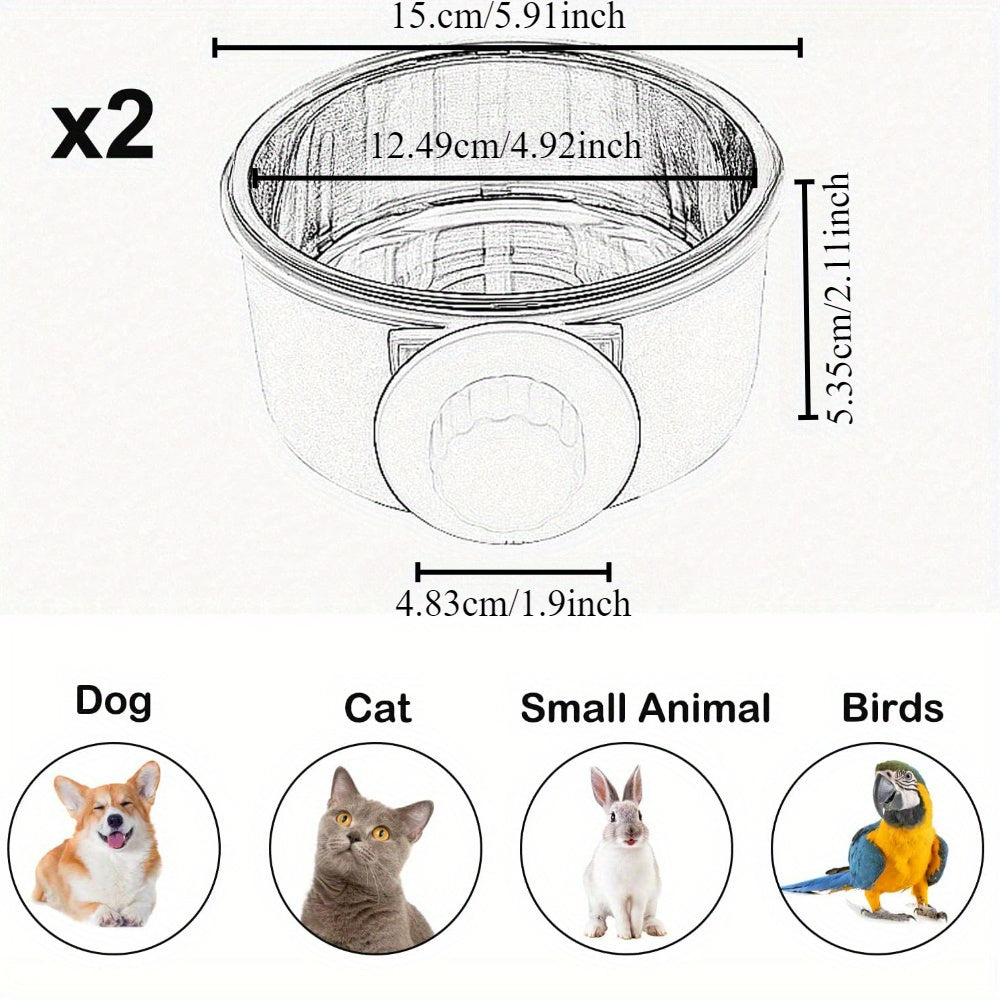 2 Piece Stainless Steel Hanging Pet Feeding Bowl Detachable Pet Nest Hanging Water Feeding Bowl Easy To Install High Quality Material Non Slip Easy To Clean Suitable for Puppies Cats Rabbits