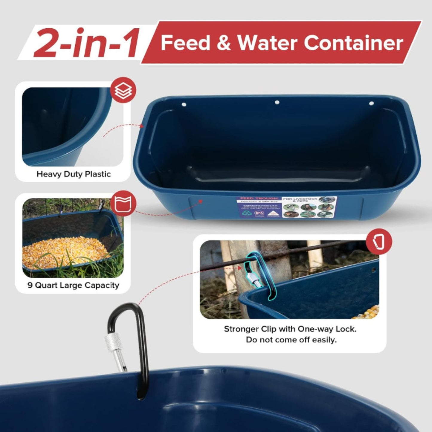 Hanging & Screw-In Poultry & Animal Feeder with Troughs