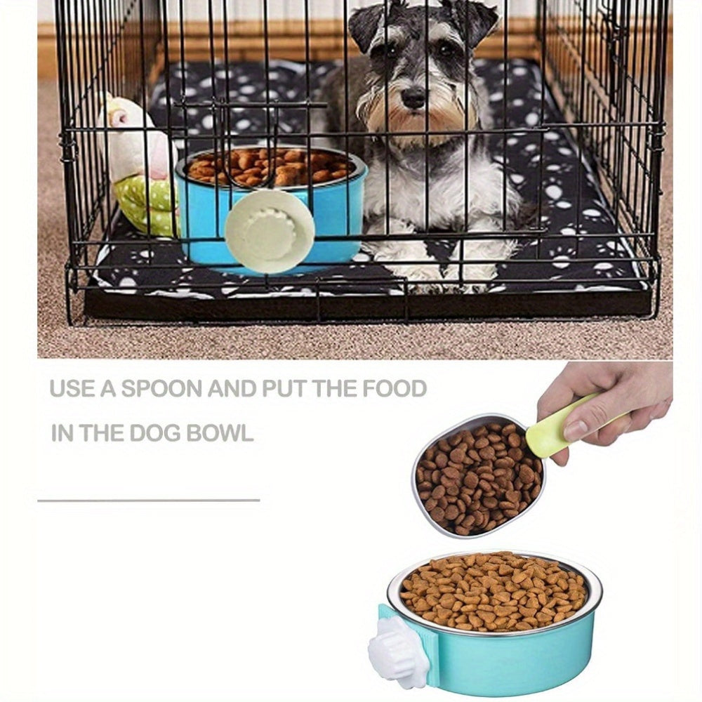 2 Piece Stainless Steel Hanging Pet Feeding Bowl Detachable Pet Nest Hanging Water Feeding Bowl Easy To Install High Quality Material Non Slip Easy To Clean Suitable for Puppies Cats Rabbits