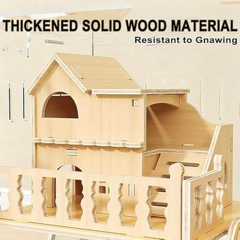 8 in 1 Acrylic Hamster Cage with All Accessories 2 Tier Transparent Habitat Top Open Detachable Design 18.5 x 11.8 x 14.6 Inch for Dwarf Hamsters Gerbils Mice Includes Wooden House Silent Wheel and Easy Assembly