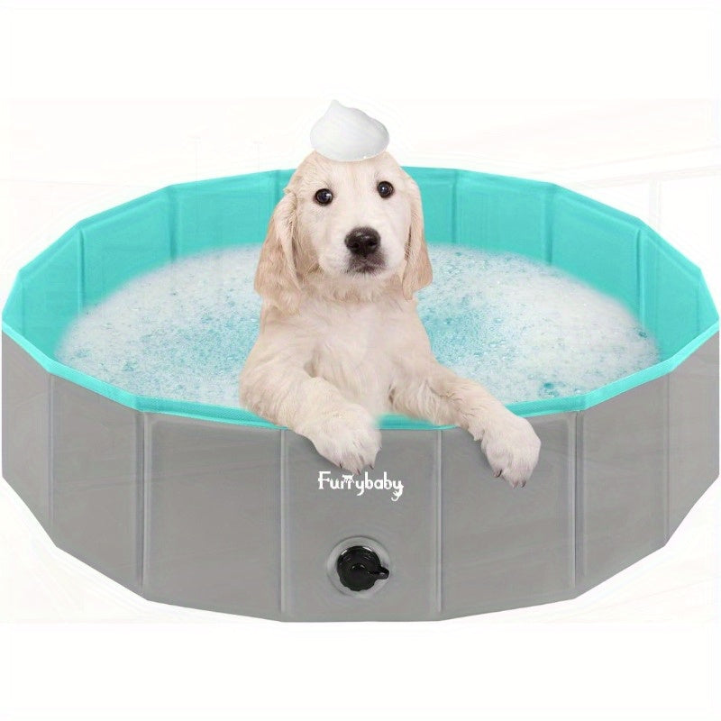 Dog Pool Kiddie Pool with Hard Plate Portable Grey 32''