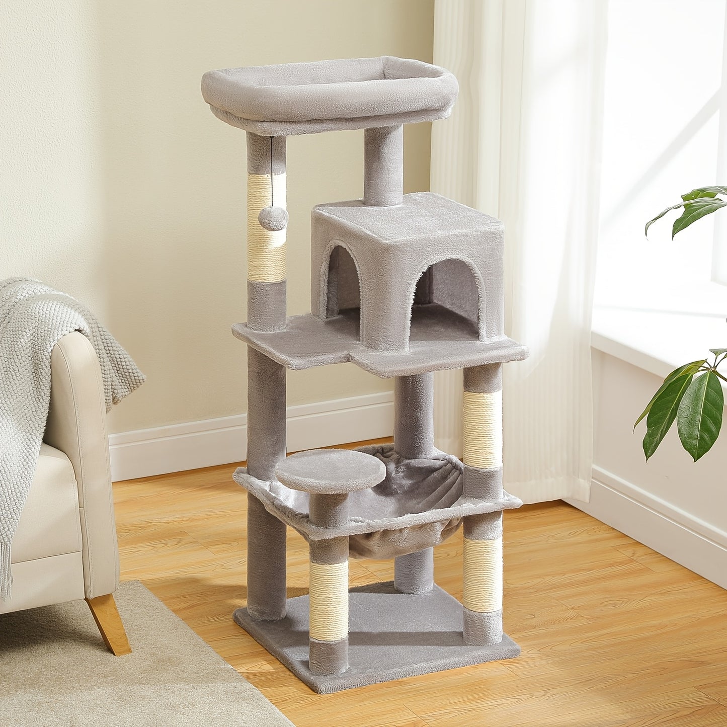 Tall Cat Tree 70.9 Inch Multi Level Activity Center For Indoor Cats With Metal Frame Large Hammock Dual Condo Houses And Scratching Posts