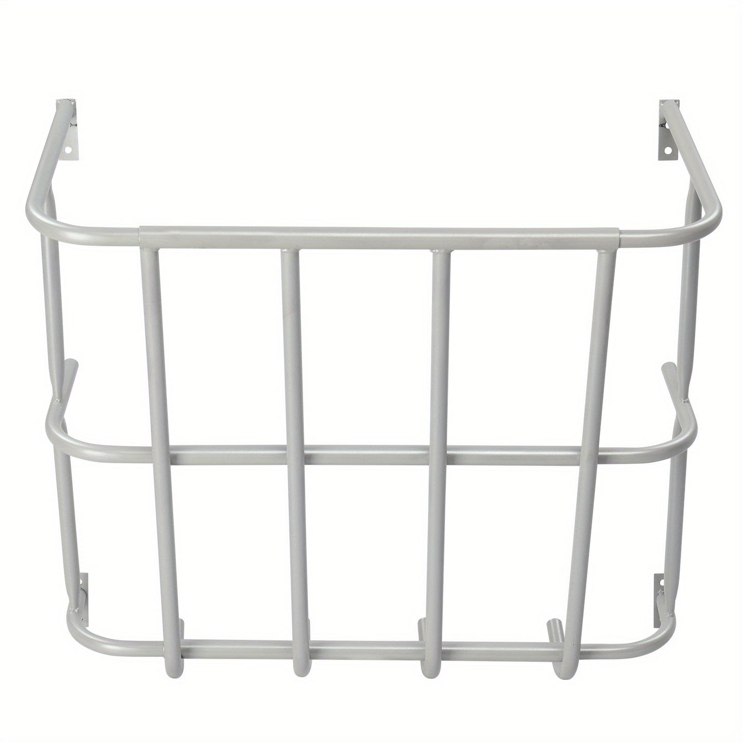 22.8 Inch Large Capacity Hay Feeder Heavy Duty Steel Goat Hay Rack Long Wall Mounted Horse Hay Holder Multiple Sided Feeding Rack for Sheep Farm Livestock Indoor Outdoor Silver