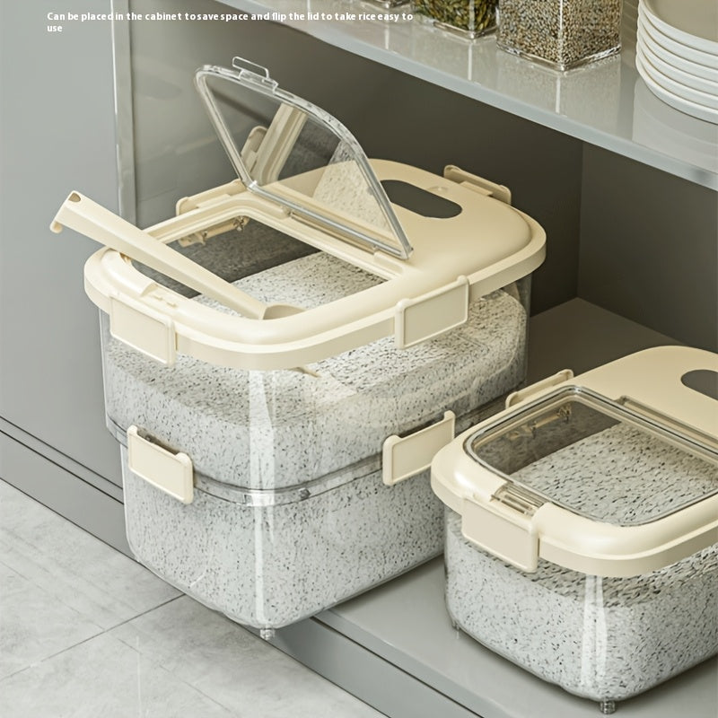 Durable Sealed Pet Food Storage Container with Wheels Moisture and Insect Proof Square Design with Transparent Lid for Dry Grains and Food Dispensing