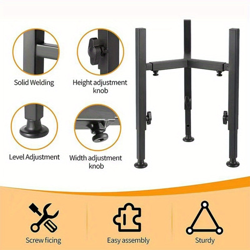 1pc PetFeast Adjustable Height Iron Dog Bowl Stand Elevated Feeder for Medium to Large Dogs 7 to 11 Inch Width 14.5 Inch Height Range Durable Metal Pet Food Holder