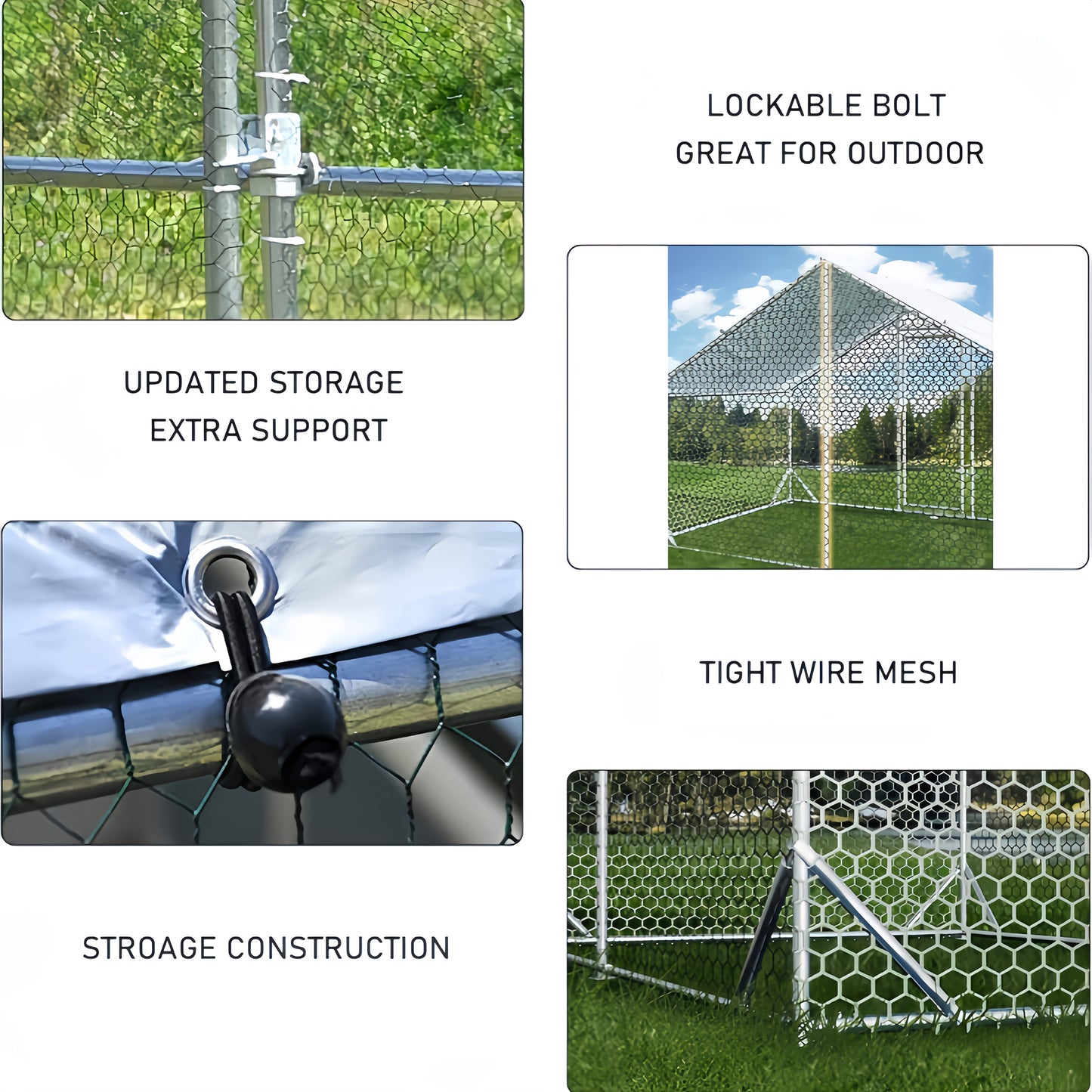 Large Metal Dog Cage and Chicken Coop with Walk-In Access Spire Roof and Anti-UV Cover Durable Outdoor Poultry Pen for Backyard Farm Small Animals Dogs Weather-Resistant Design