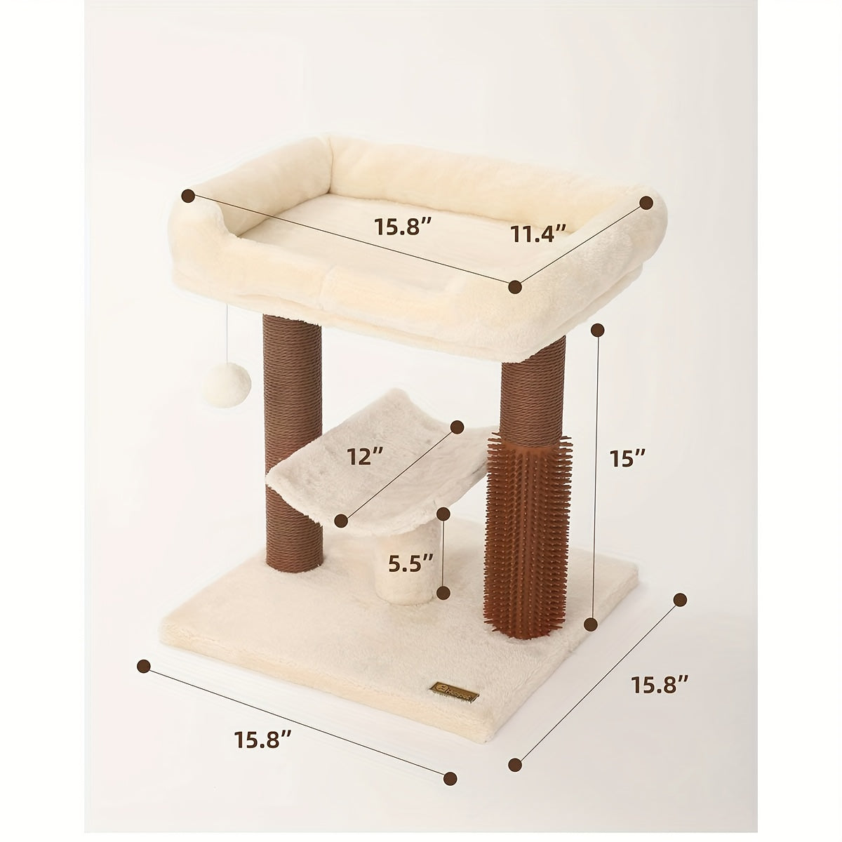 Multi Level Cat Tree Tower with Scratching Posts Plush Perch and Dangling Ball Indoor Activity Center for Cats Gray and Beige Design Durable Polyester Material