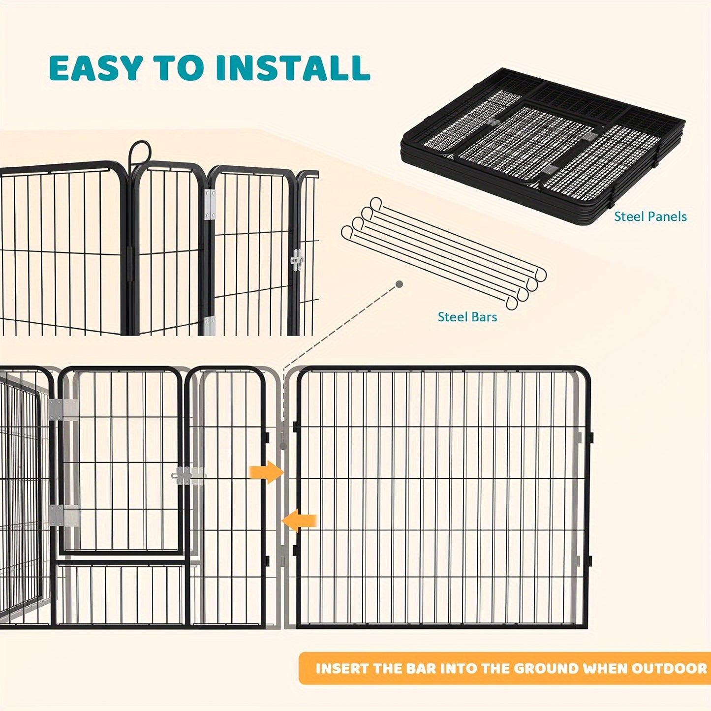 OFIKA Heavy Duty Metal Dog Playpen for Medium Small Animals