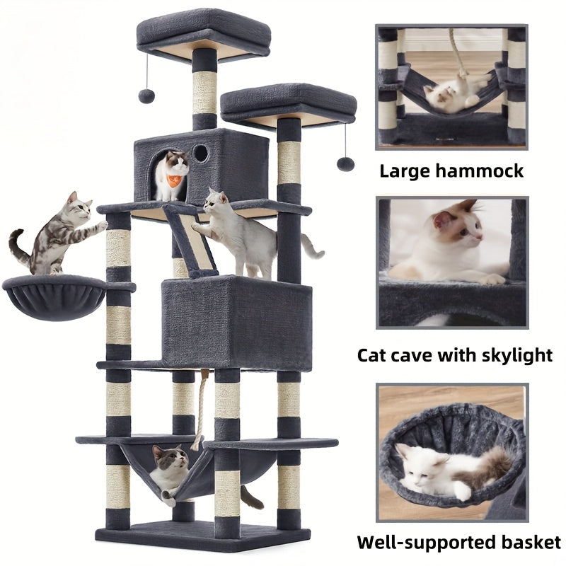 Cat Tree, Large Cat Tower with 13 Scratching Posts