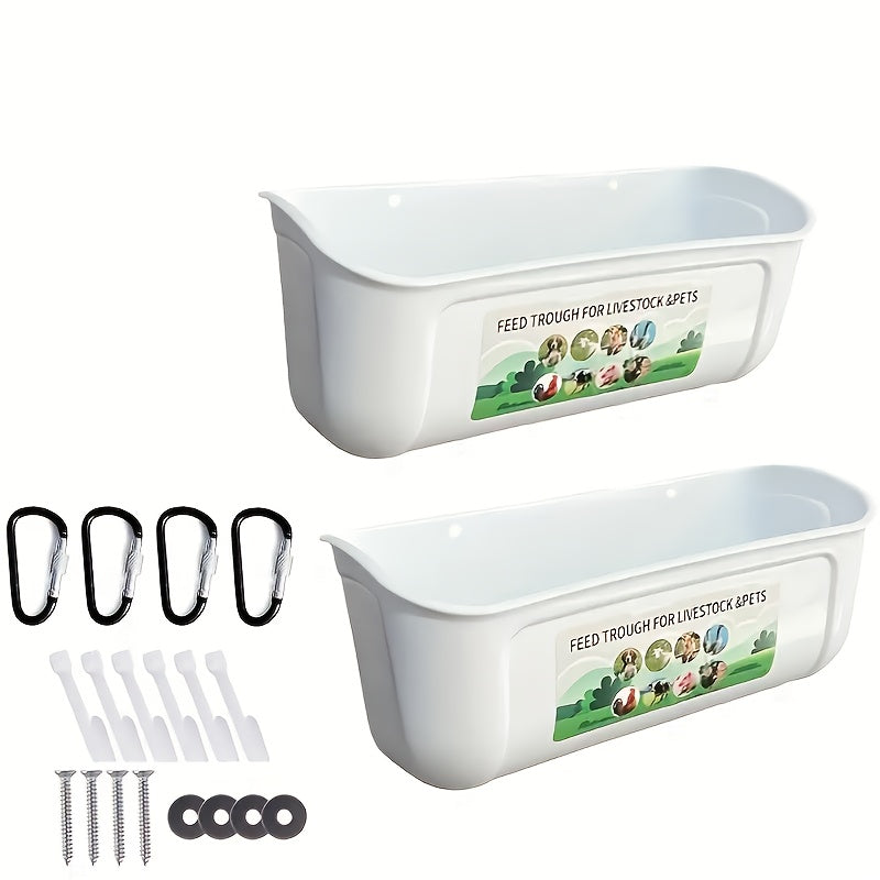 Extra Large Goat Feeder with Clip Hanging Chicken Feeder Livestock and Poultry Feeding Trough Bucket for Goats Sheep Ducks Geese Piglets Horses Deer 12.91 Inch by 7.1 Inch by 7.1 Inch
