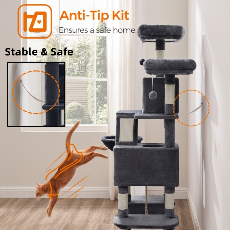 Cat Tree, Large Cat Tower with 13 Scratching Posts