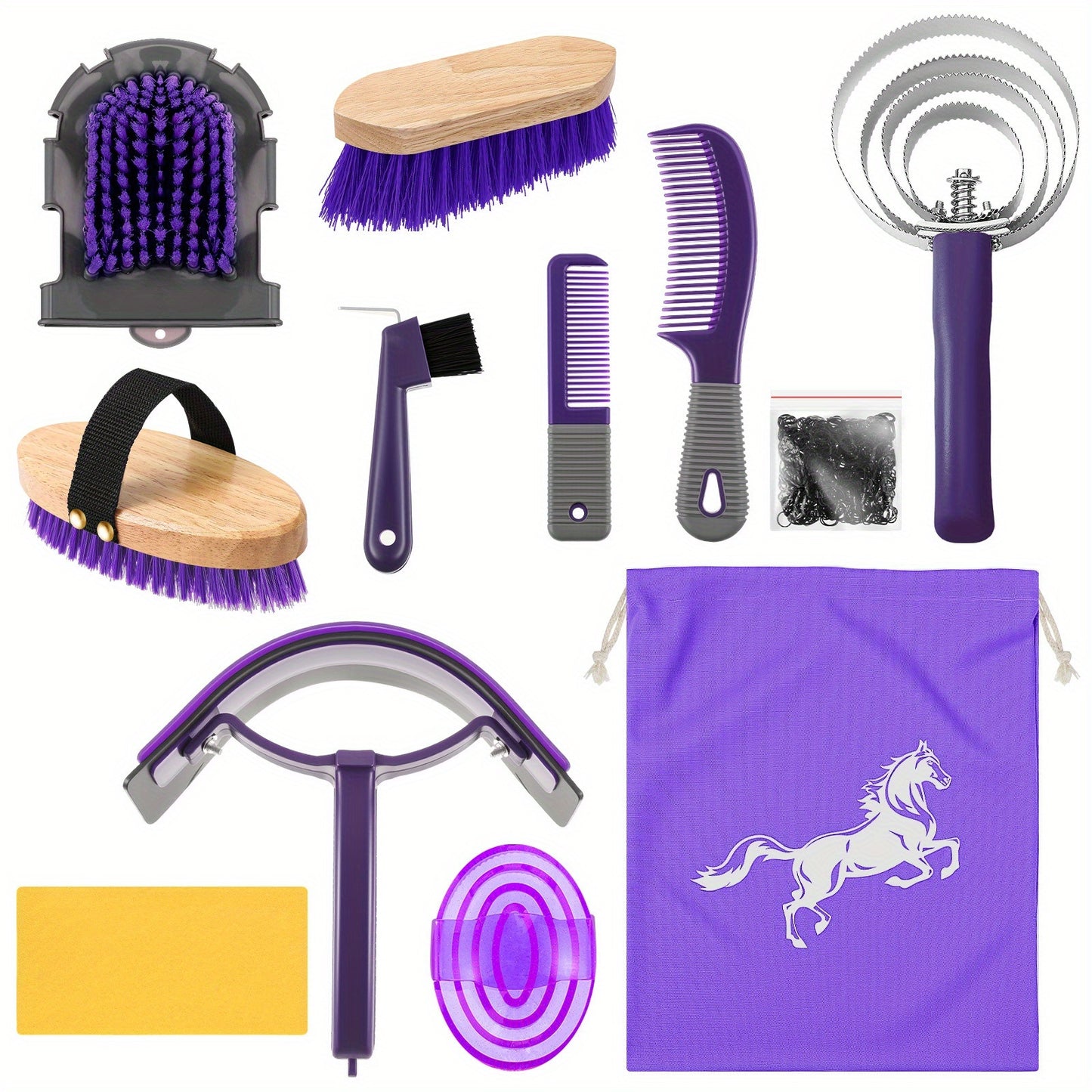 12Pcs Horse Grooming Kit Tack Room Supplies Khaki Tools