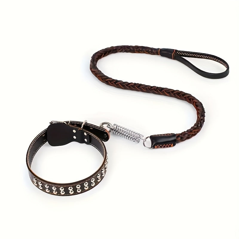 5-Foot Genuine Dog Leash with Cowhide Collar for Dogs