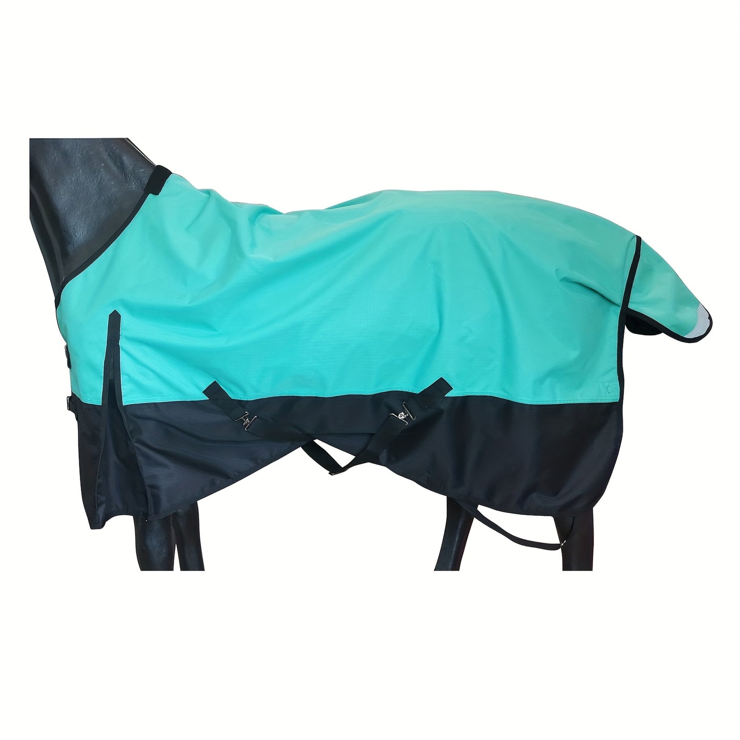 Barn and Stable 600D 3000mm Waterproof and Breathable Horse Rain Sheet Turnout Blanket with Fleece Withers Protection and Double Gusset Front Lightweight All Breed Horse