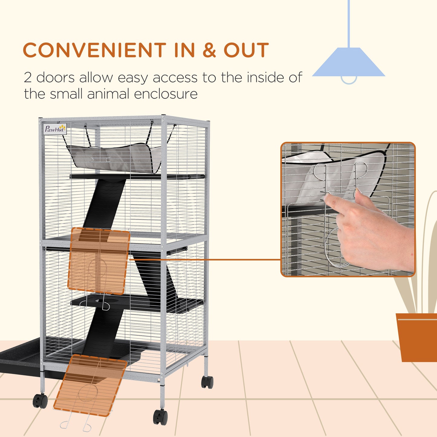 Metal Chinchilla Cage with Hammock & Wheels