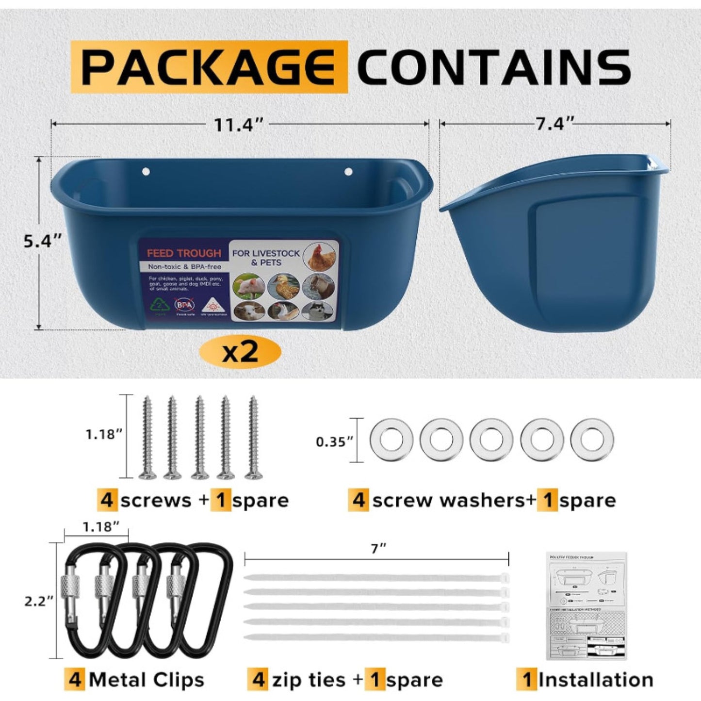 Hanging & Screw-In Poultry & Animal Feeder with Troughs