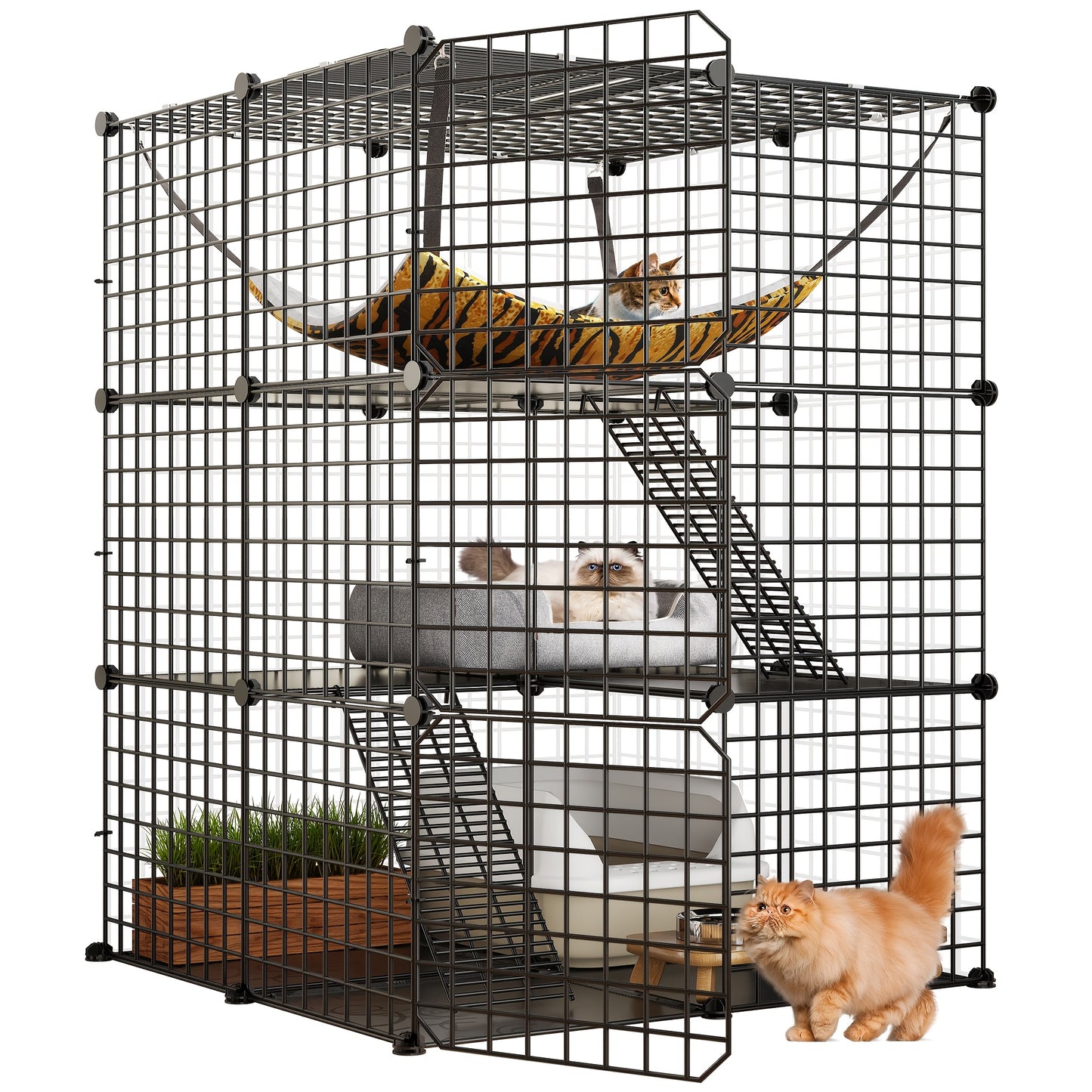 Quoyad Cat Cage for 1-2 Cats and Small Animals, Metal Kennel