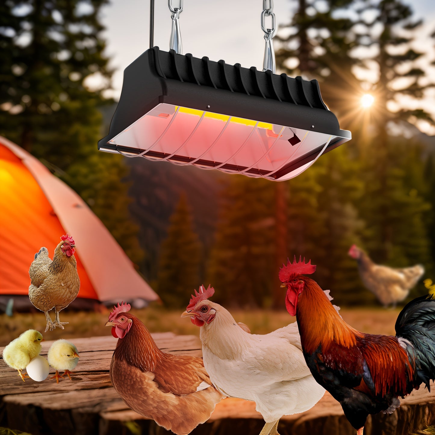 Adjustable Chicken Brooder Lamp 175250W Height and Temperature Control for Poultry and Livestock Durable Aluminum Alloy with AntiFall Design
