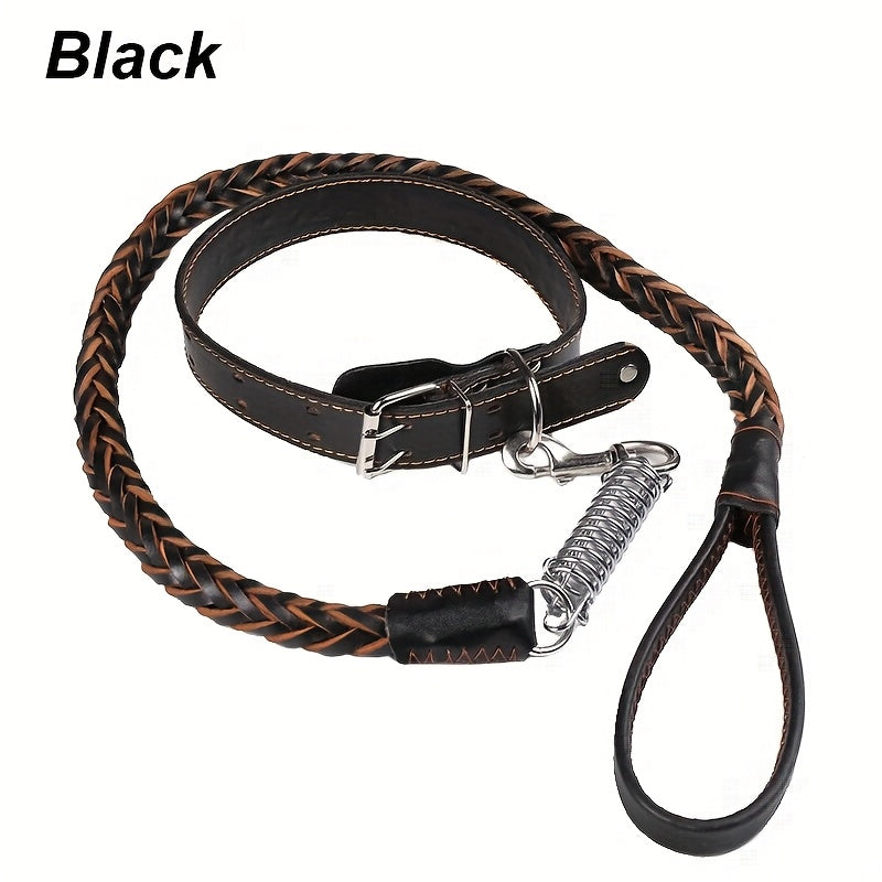 5-Foot Genuine Dog Leash with Cowhide Collar for Dogs