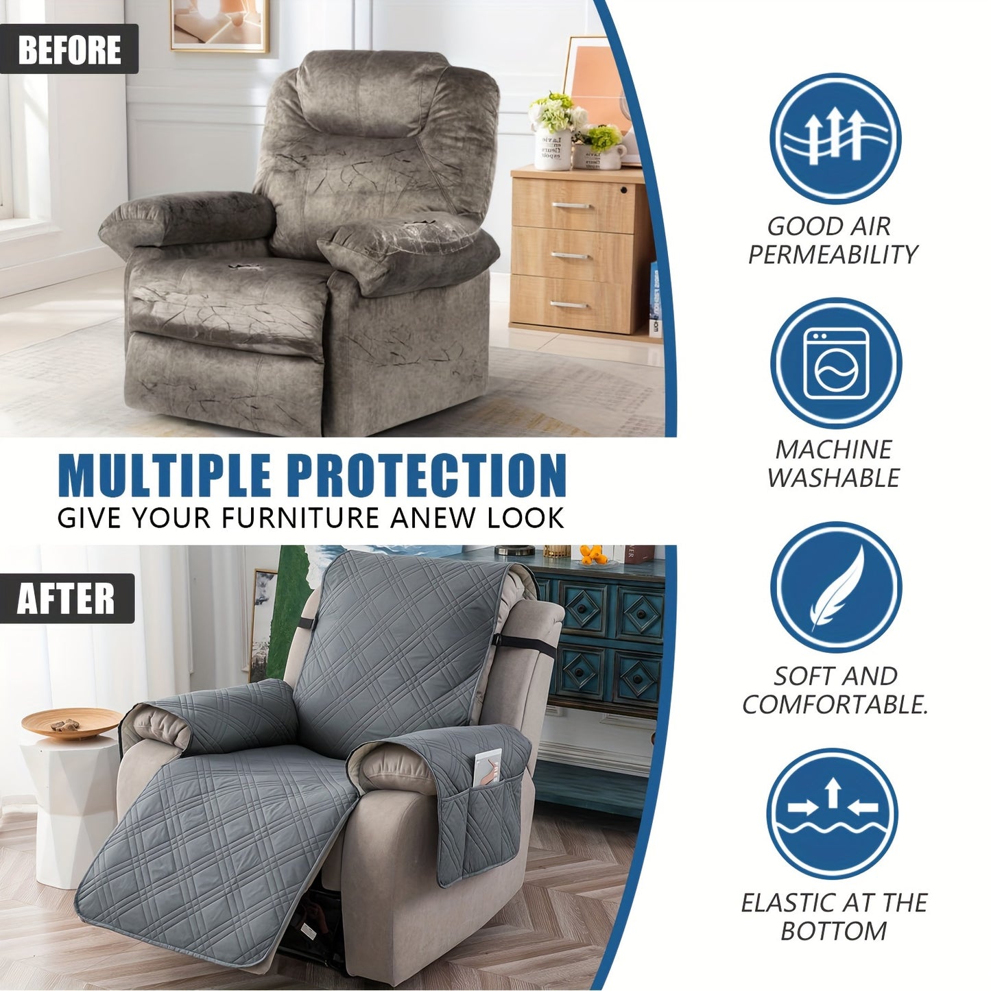 1pc 100% High Quality Recliner Chair Cover Non Slip