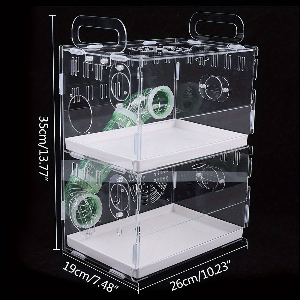 2 Layer Acrylic Transparent Hamster Cage Acrylic Hamster Breeding Cage Hamster Luxury Palace Rat Cage Mouse Habitat Pet Game House