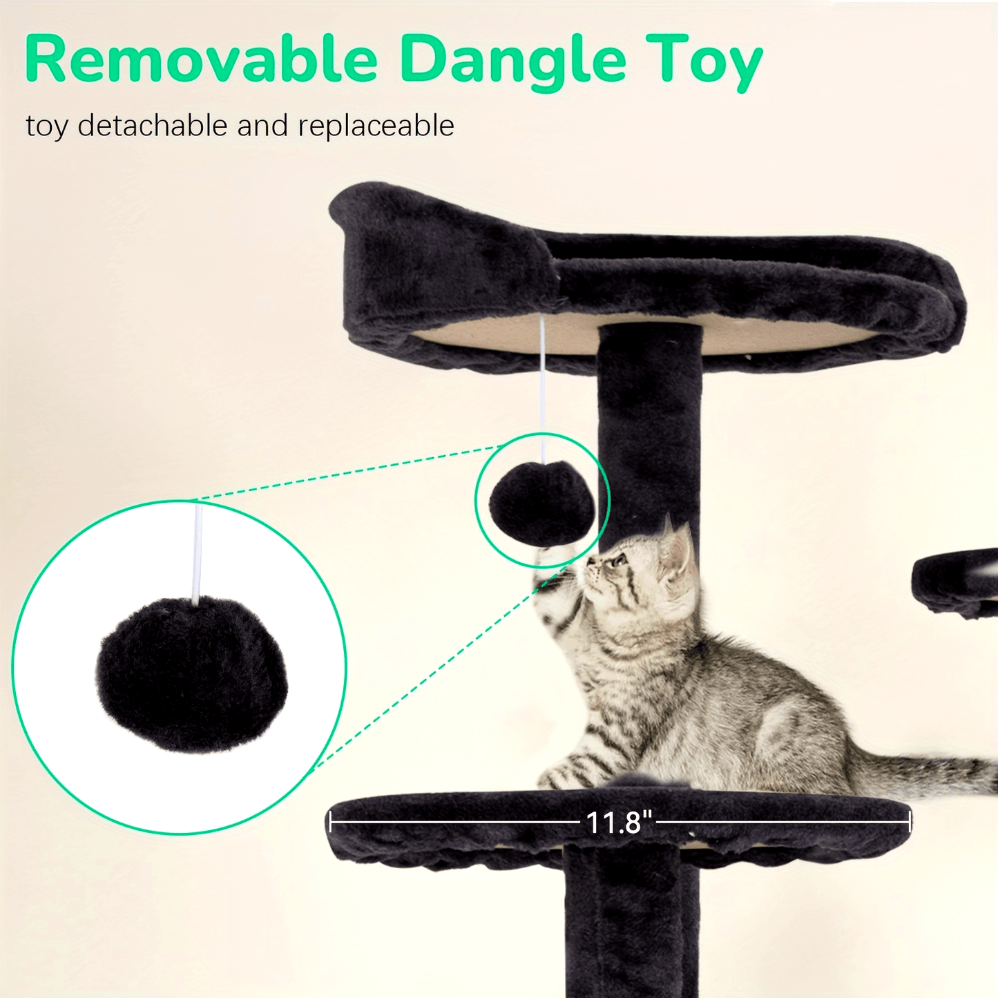 DOPINMIN 54 Inch Cat Tree Tower For Indoor Cats Multi Level Furniture Activity Center With Scratching Posts Stand House Condo Funny Toys Kittens Pet Play House Dark Gray