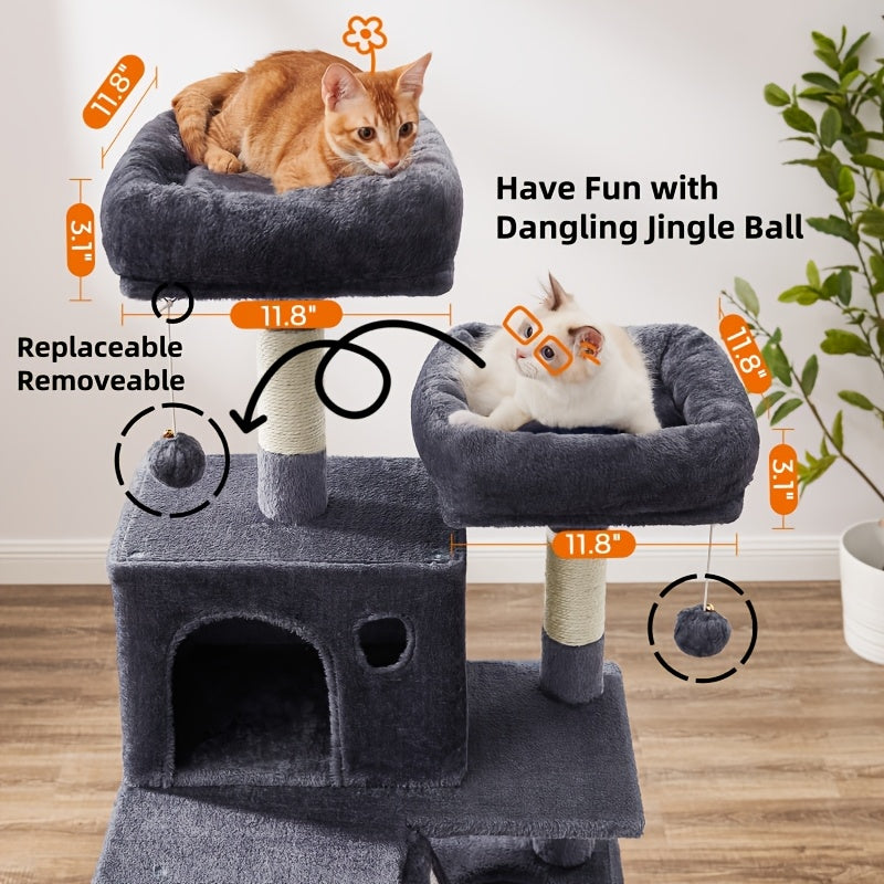 Cat Tree, Large Cat Tower with 13 Scratching Posts