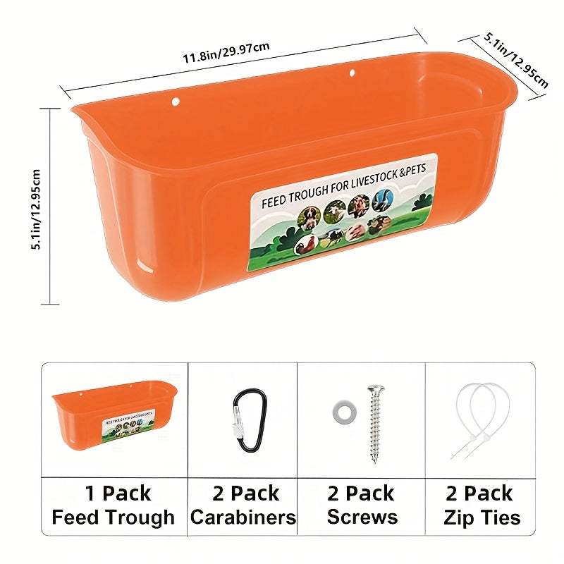 Extra Large Goat Feeder with Clip Hanging Chicken Feeder Livestock and Poultry Feeding Trough Bucket for Goats Sheep Ducks Geese Piglets Horses Deer 12.91 Inch by 7.1 Inch by 7.1 Inch