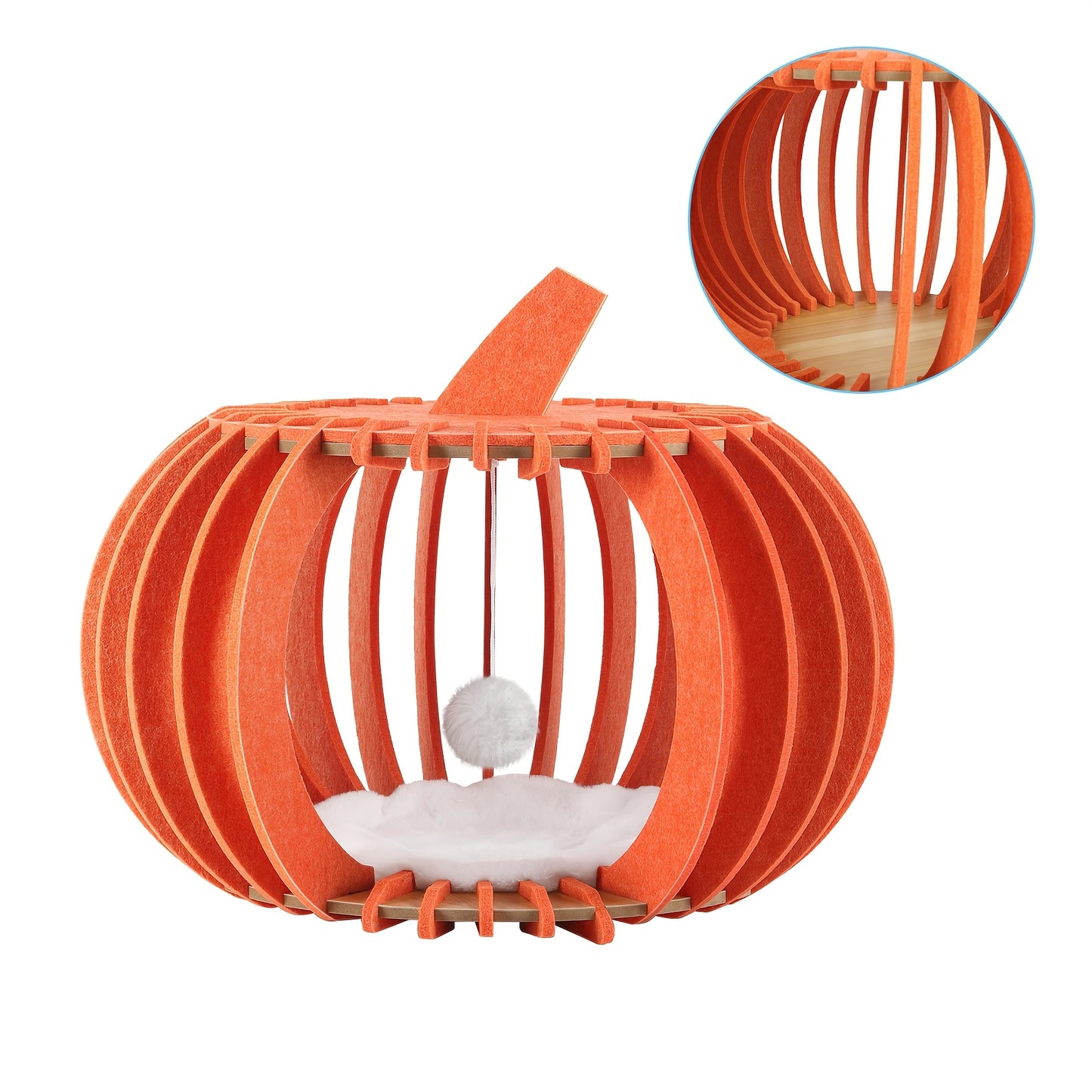 Polyester Fiber Pumpkin Shaped Cat Bed Multi Cat Family Nest Hidden House Enclosure Easy Assembly Seasonal Comfort Peekaboo Hideaway Portable Folding Cat Haven Unique Pumpkin Design Cat Cave House Ideal Birthday Present