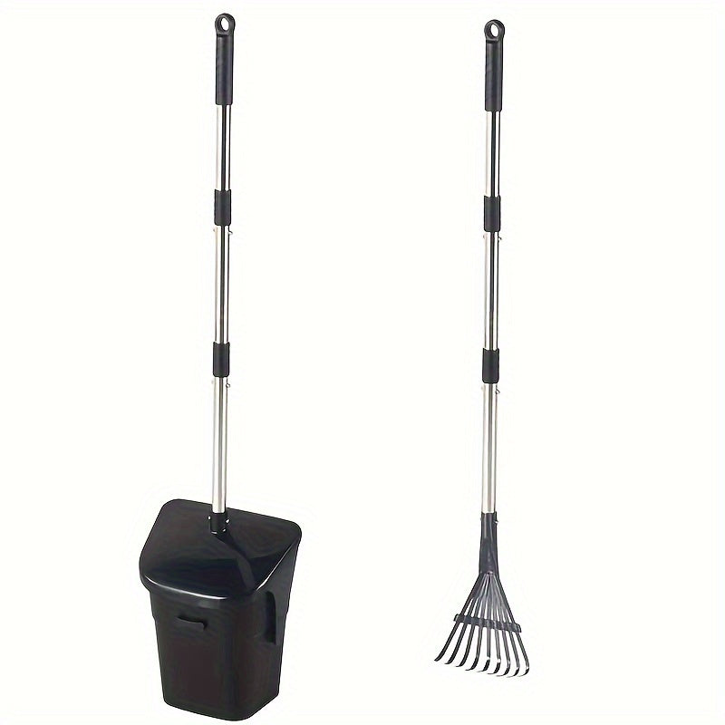 Leaf Pooper Scooper Heavy-Duty Swivel Bin Rake Spade