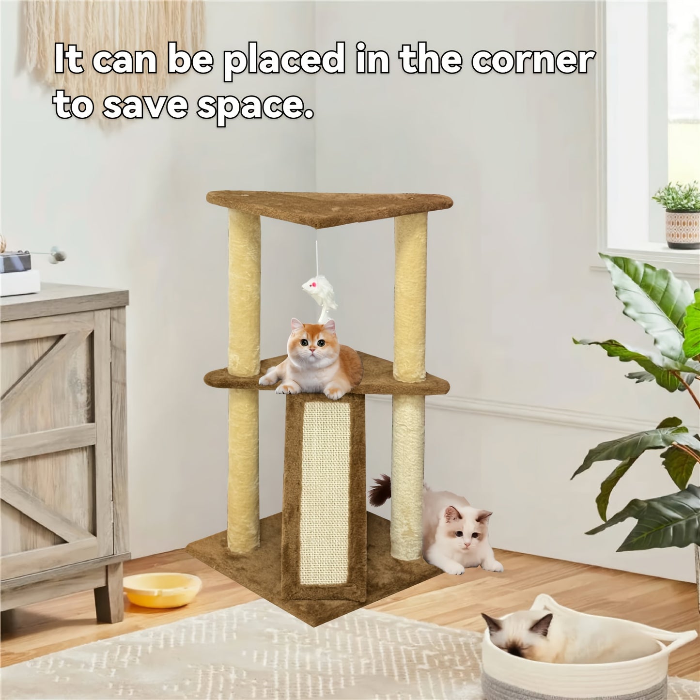 Cat Tree Tower Multi Level Plush Cat Condo with Cat Beds Scratch Pads Scratching Posts and Hunting Toys Ideal for Adult Cats and Kittens Sturdy Structure Easy to Assemble Indoor Cat Furniture