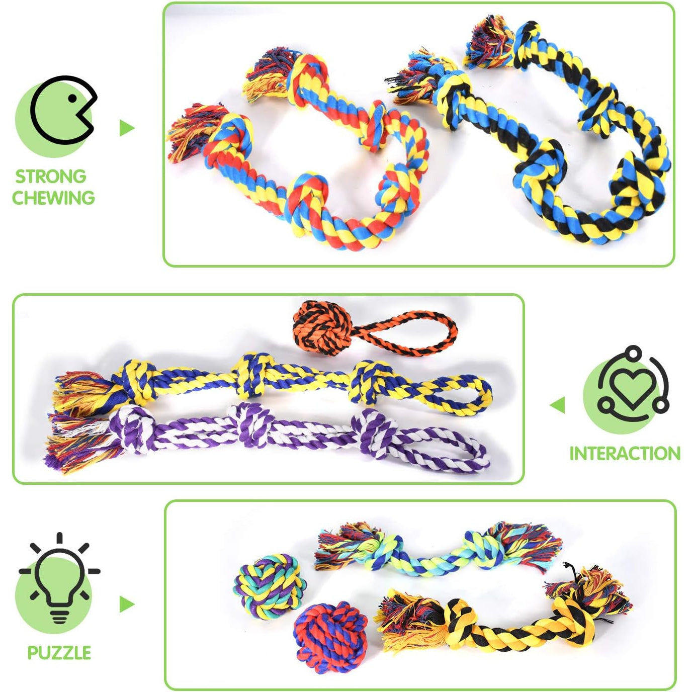 10-Pack Durable Dog Chew Toys Set for Aggressive Chewers