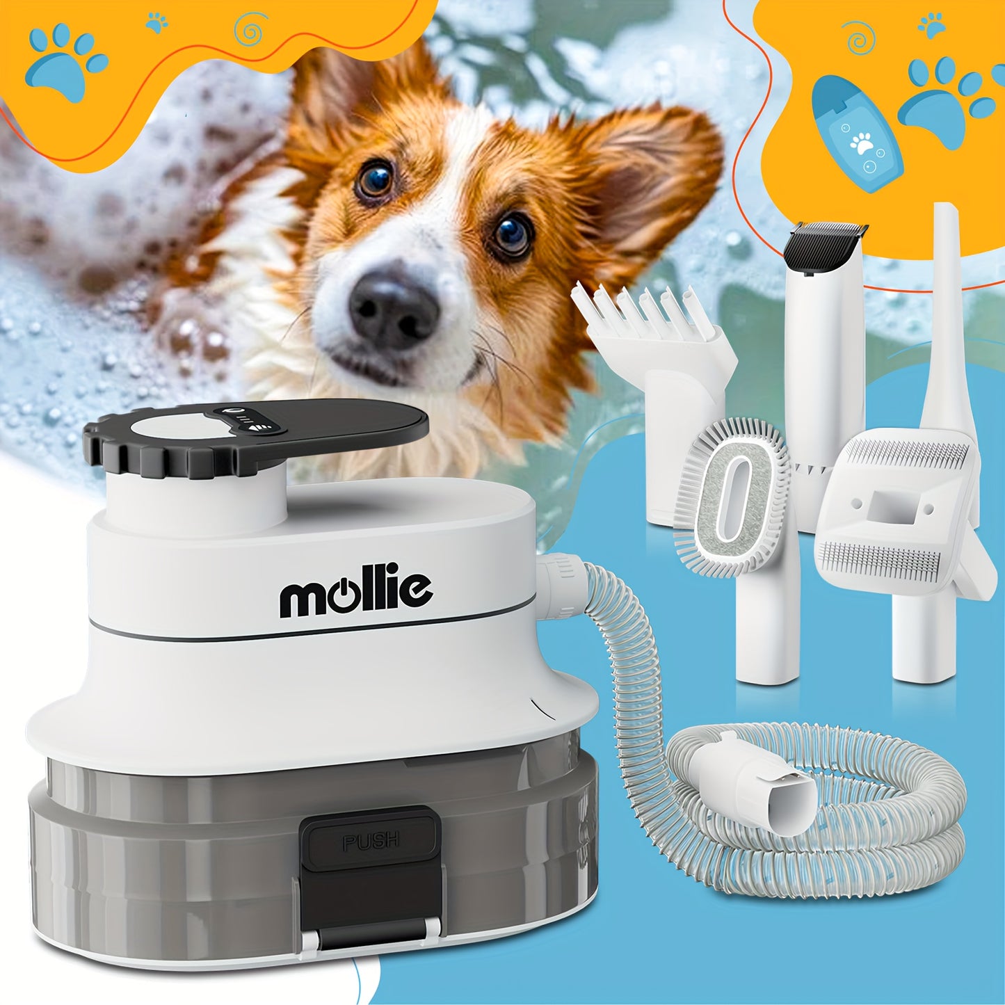 Dog Grooming Kit Vacuum and Blow Dryer Pet Grooming Vacuum with 6 Grooming Tools Trimmer and Guide Combs for Dog Cat and Other Animals