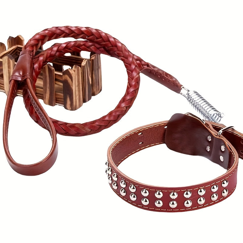 5-Foot Genuine Dog Leash with Cowhide Collar for Dogs