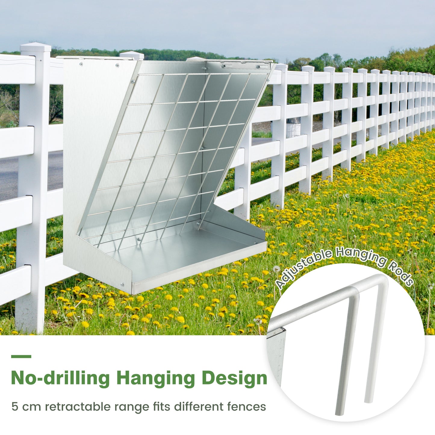 GIANTEX Wall Mount Hay Feeder With Adjustable Mesh Net