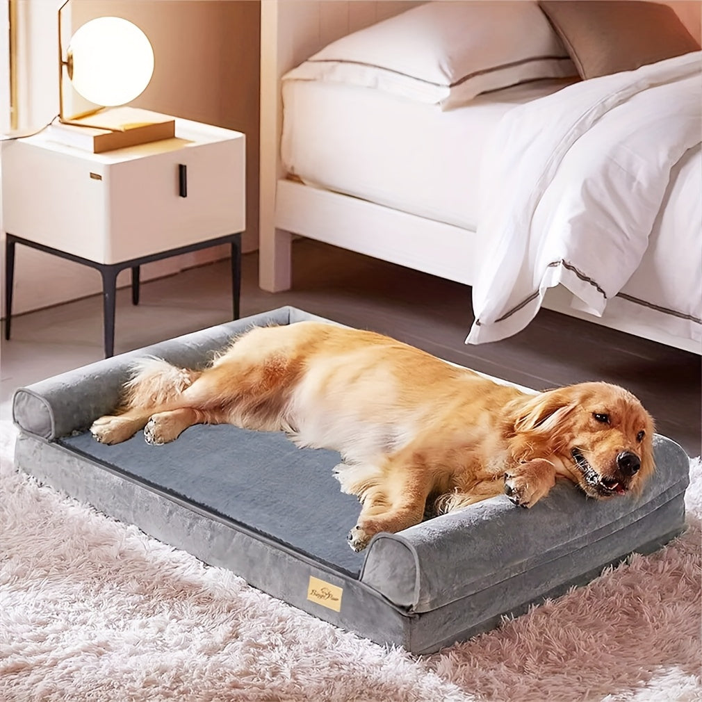 Large Sofa Dog Bed with Hidden Zipper and Waterproof Lining Ultra Plush Orthopedic Memory Foam Removable and Washable Cover Anti Slip Bottom All Season Comfort