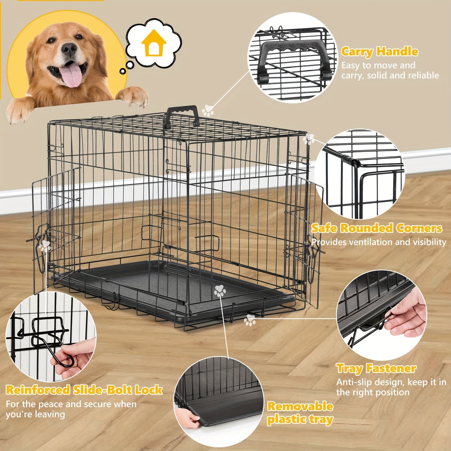 SMUG Medium Dog Crate with Divider Panel for Travel