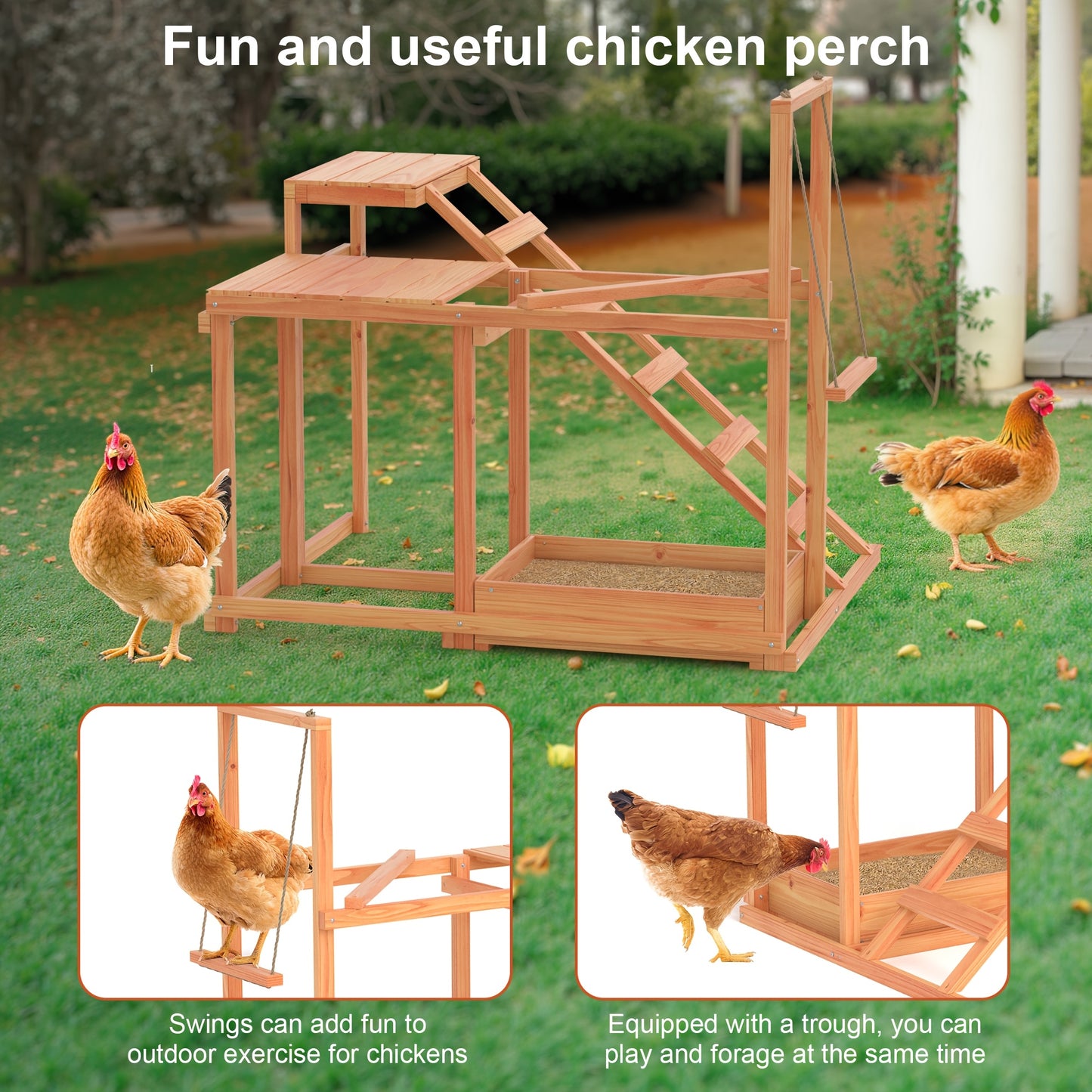 Chicken Perch Chicken Coop Accessory With Swing Ramp Platform