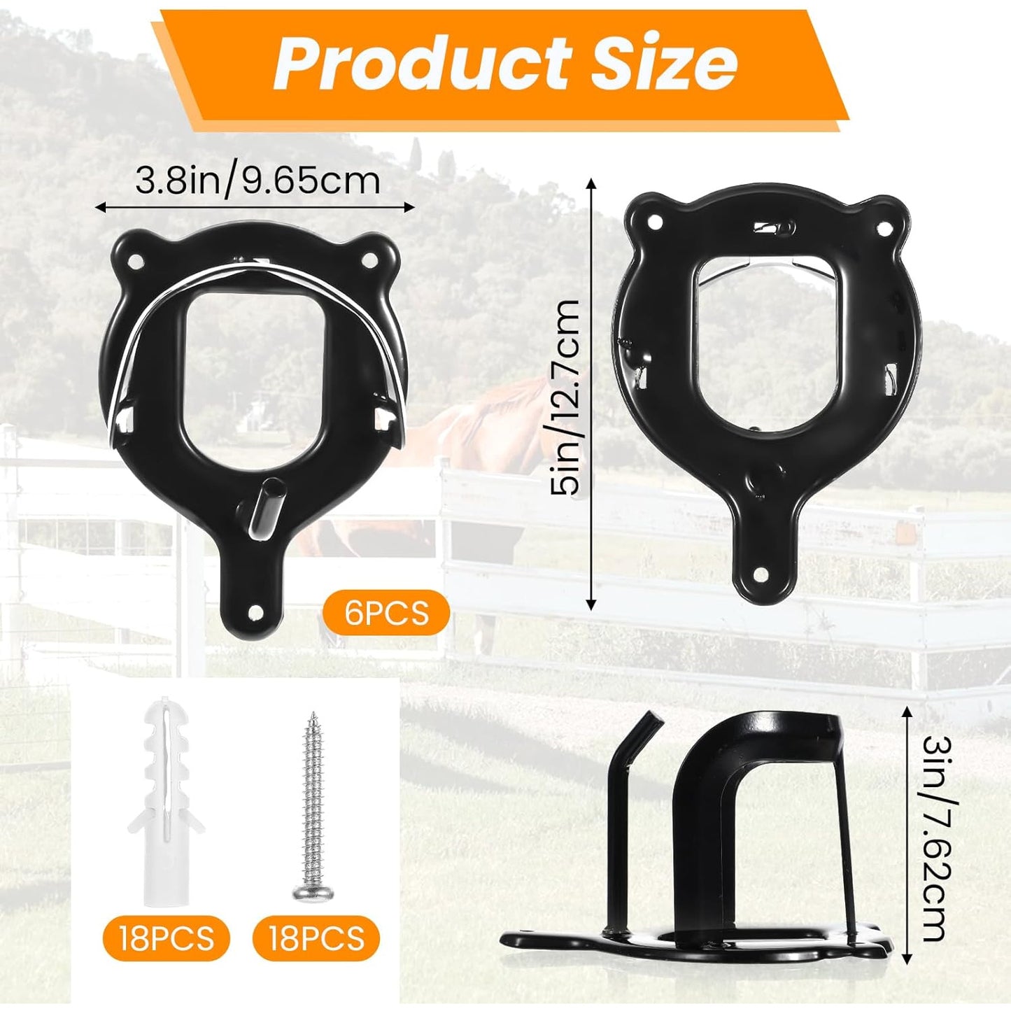 Maquita 6 Counts Horse Bridle Rack Bridle Bracket Bridle Hooks Horse Tack Storage Halter Hanger Metal Bridle Holder with Tubes and Screw for Horse Barn Supplies Black