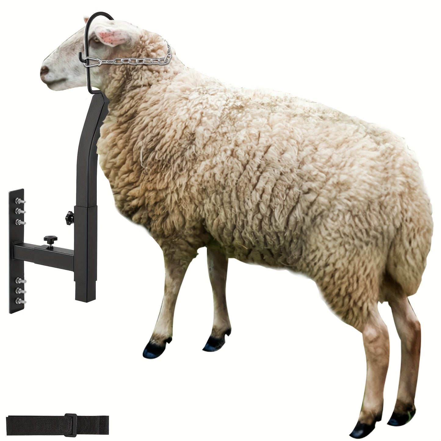 Happybuy Livestock Trimming Stand Goat and Sheep Stand with Adjustable Height and Width Metal with Nose Loop and Headpiece Ideal for Milking and Shearing Black