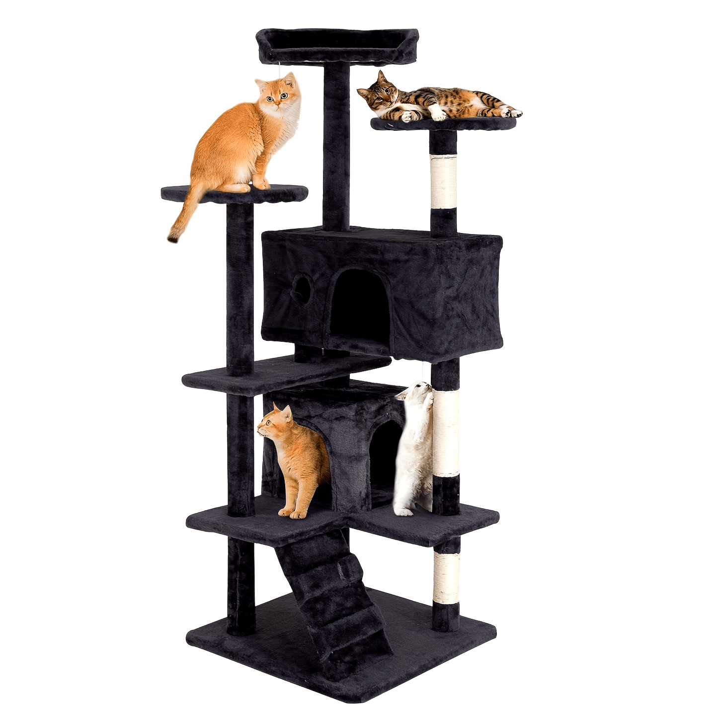 DOPINMIN 54 Inch Cat Tree Tower For Indoor Cats Multi Level Furniture Activity Center With Scratching Posts Stand House Condo Funny Toys Kittens Pet Play House Dark Gray